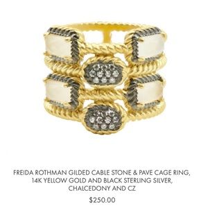 FREIDA ROTHMAN GILDED CABLE STONE & PAVE CAGE RING